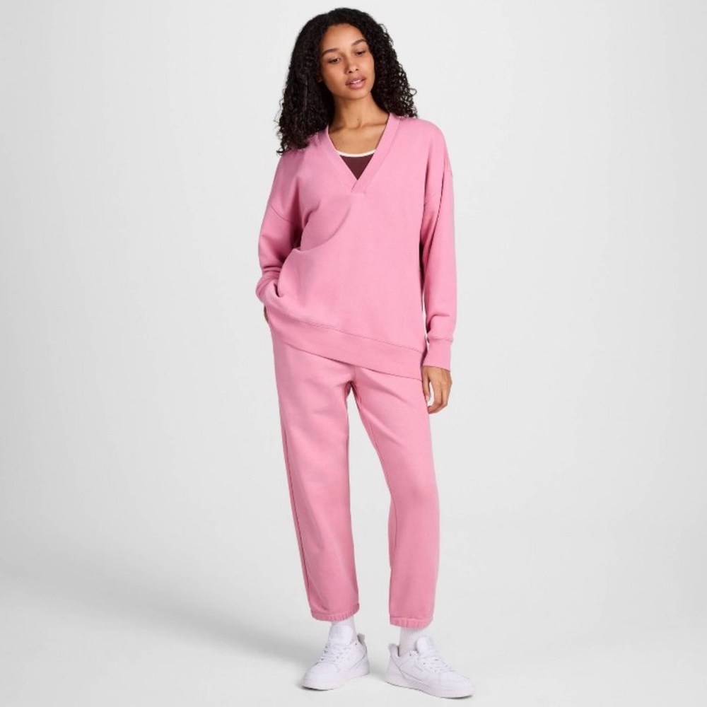 Oversized Champion Pink V-Neck Sweater